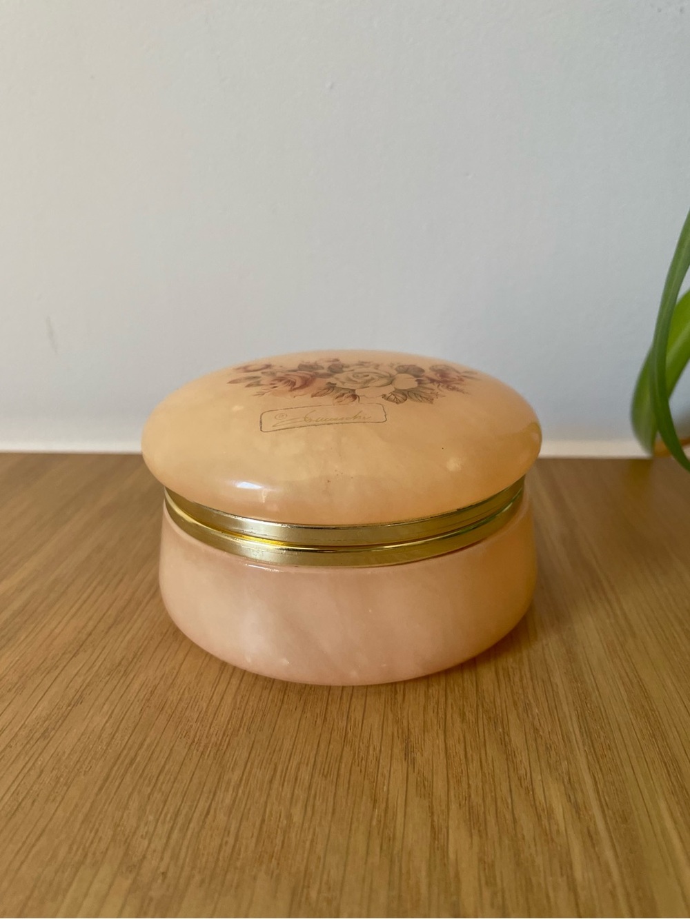 Vintage Ducceschi Italian Alabaster Hinged Jewelry Trinket Box